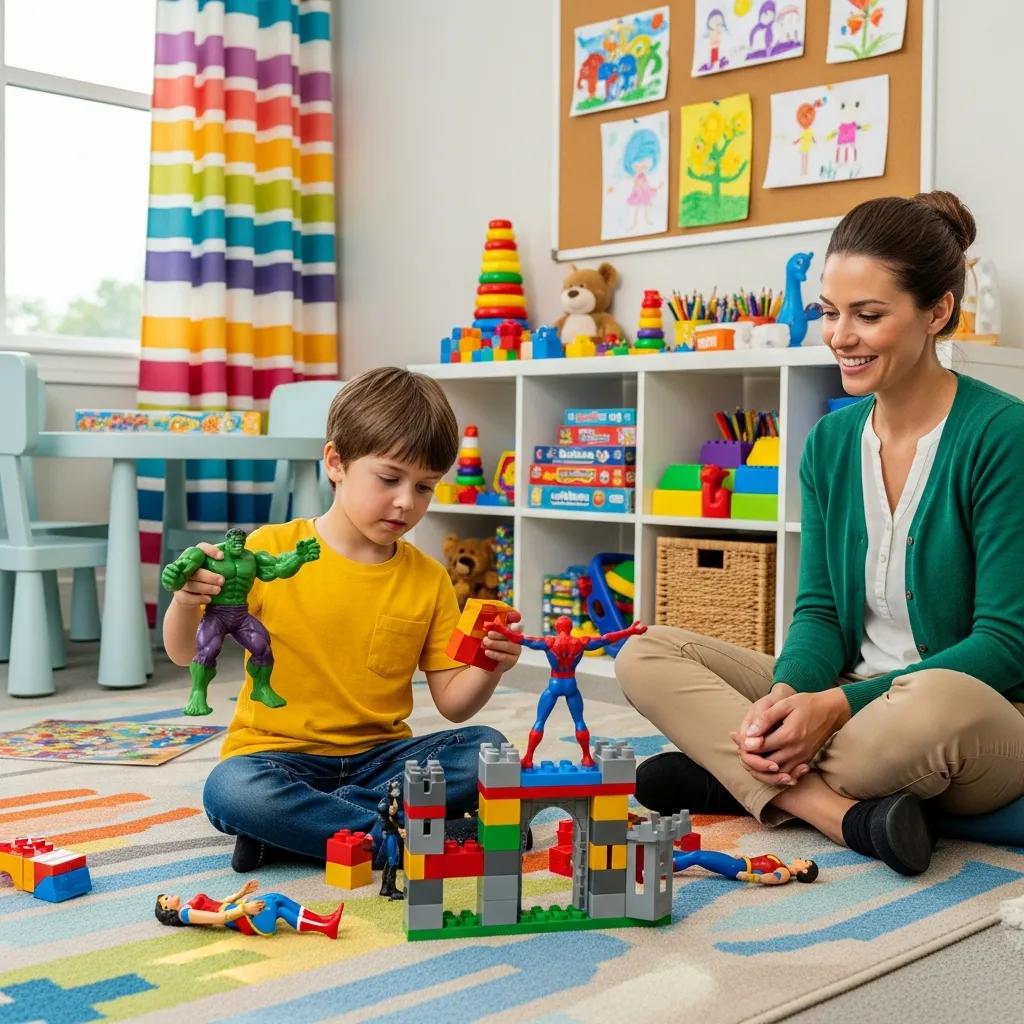 Child using toys in play therapy to express emotions, demonstrating the effectiveness of play therapy techniques