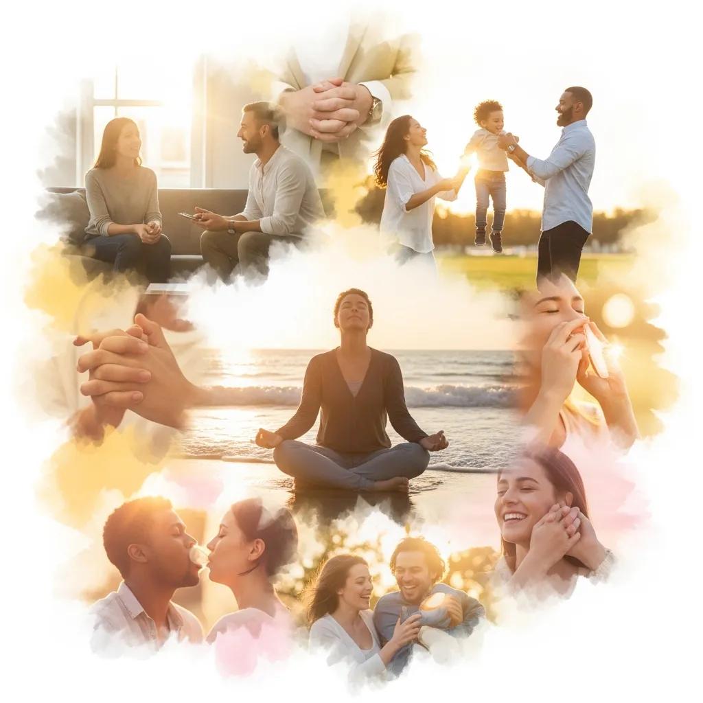 Collage showing emotional relief and connection after EMDR therapy