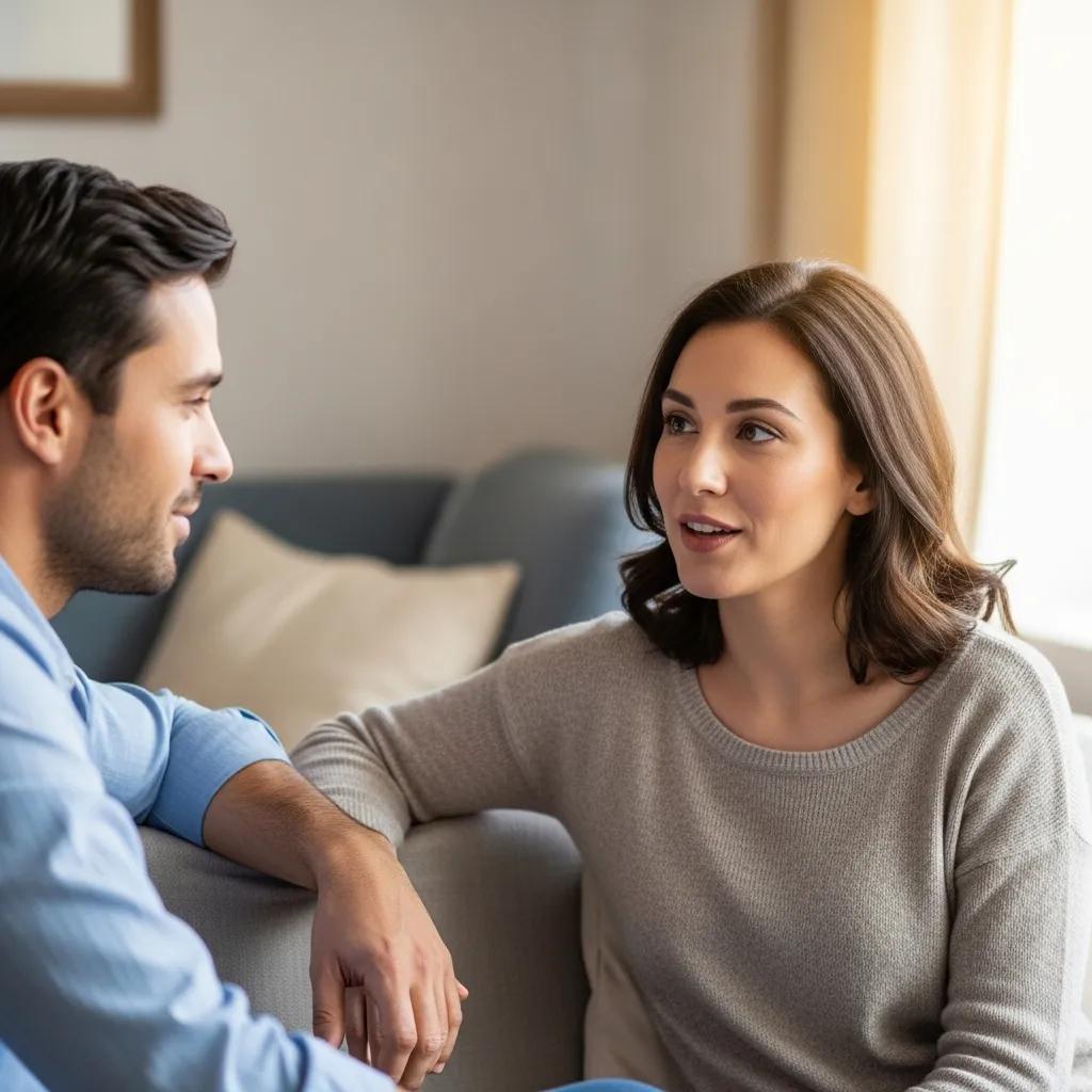 Couple practicing active listening during therapy session