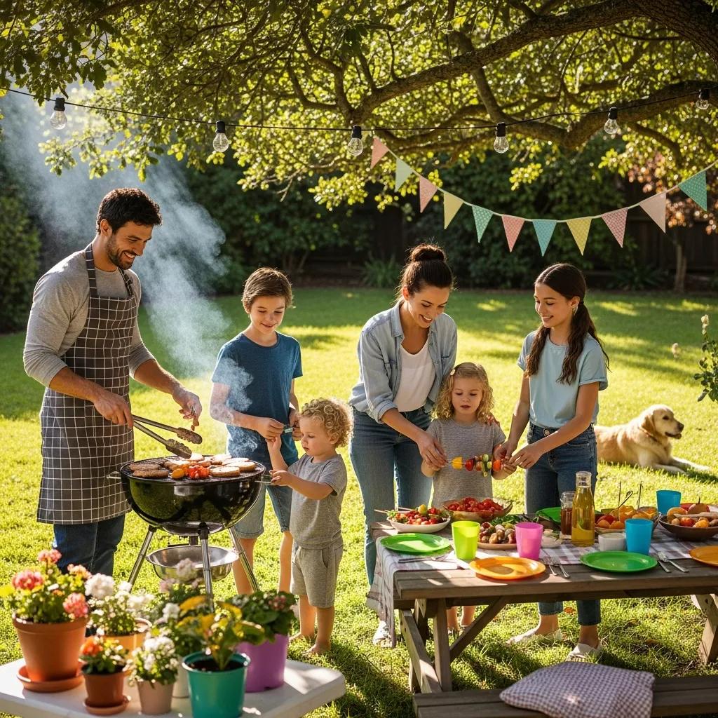 Blended family engaging in outdoor activities, illustrating effective co-parenting techniques and family bonding
