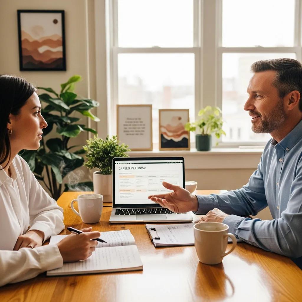 Individual receiving coaching support for career transitions and professional development