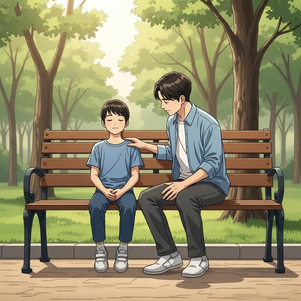 Parent and child in a park, illustrating emotional coaching and supportive communication
