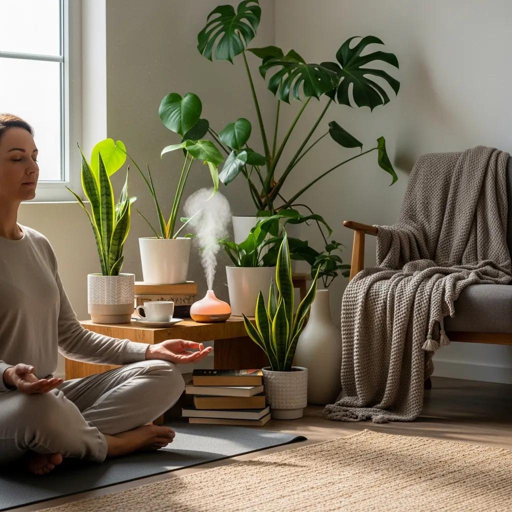 Parent practicing mindfulness at home, highlighting stress management techniques for positive parenting