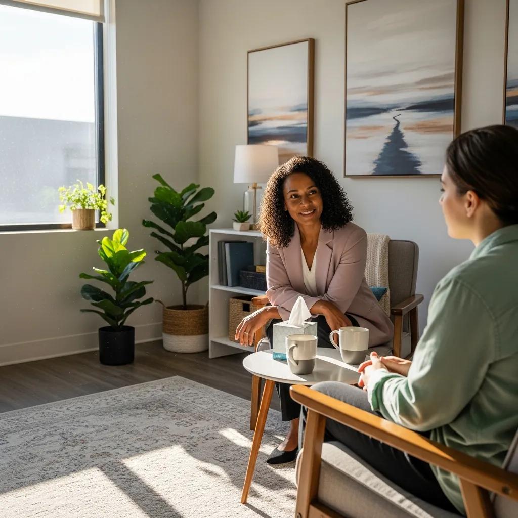 Therapist and client in a supportive session, symbolizing transformative anxiety therapy